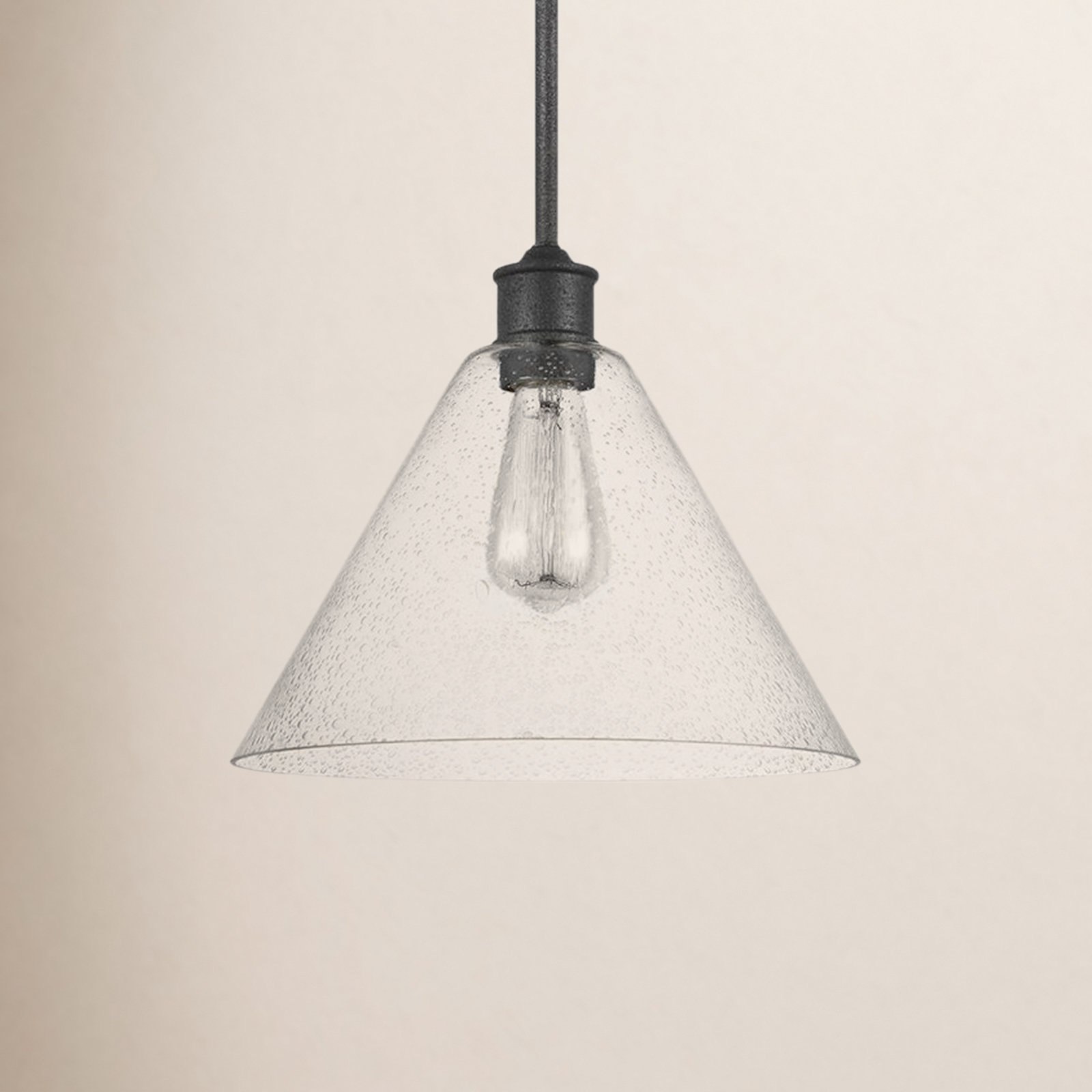 Agnew Single Light Glass Dimmable Pendant, Midnight Black