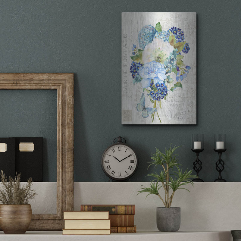 Art mural en métal luxueux «Bouquet Francais C» par Jean Plout, 12 po x 16 po