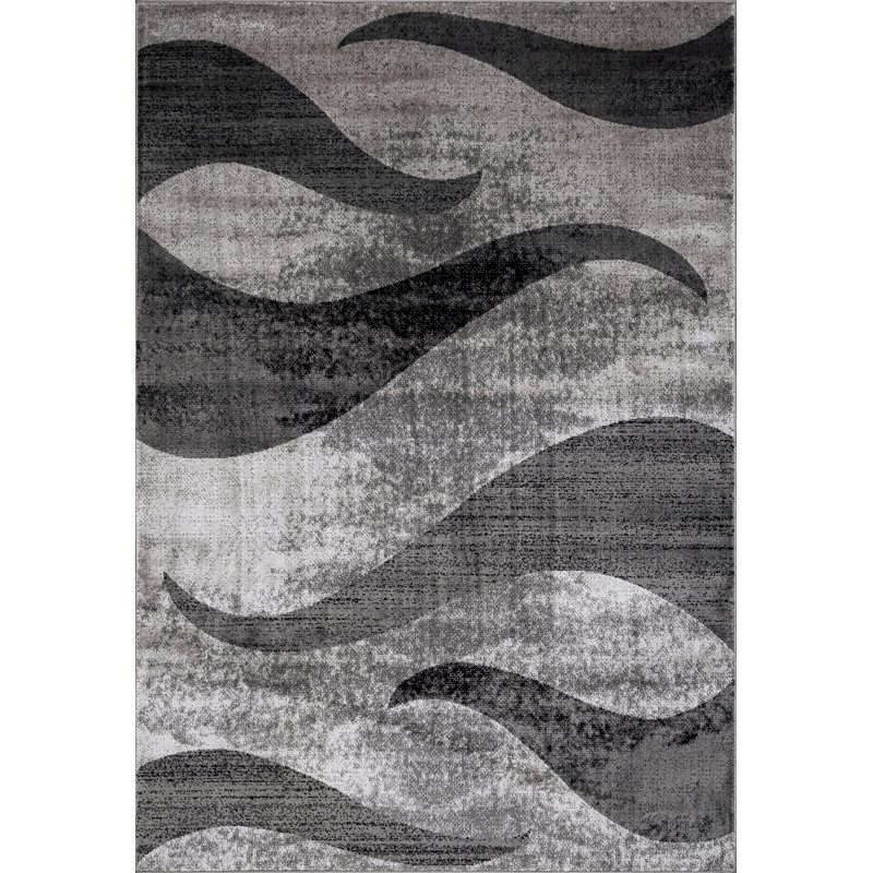 Abstract Area Rug, Rectangle 200 x 290 cm, Black