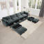 Canapé en U à 4 places avec repose-pieds avec repose-pieds, canapé à 4 places avec 2 repose-pieds mobiles, canapé modulaire surdimensionné avec 6 sièges et tiroir de rangement sous chaque siège, Chenille Gary-1478447248
