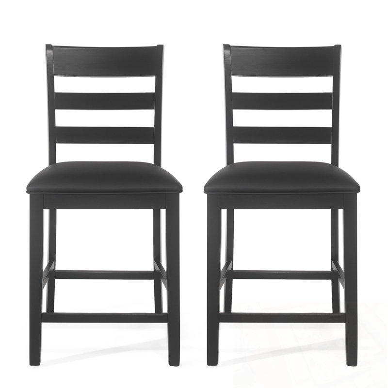 Ensemble de 2 tabourets rembourrés en bois avec dossier échelle
