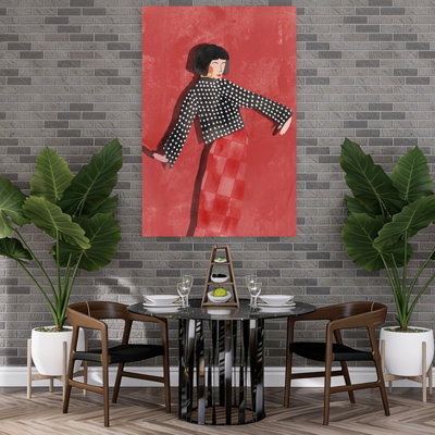 Art mural moderne dansant rouge