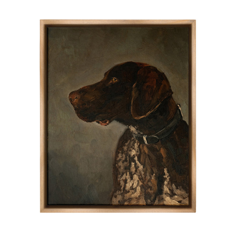 "Traditional Pointer Dog Portrait" par Marian Parsons sur toile, Cadre flottant orme Montalcino, H 21 po x l 17 po