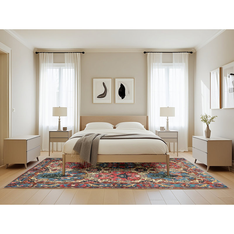 Tapis traditionnel mehroon/noir/crème Binderveld, Rectangle 5 pi x 8 pi