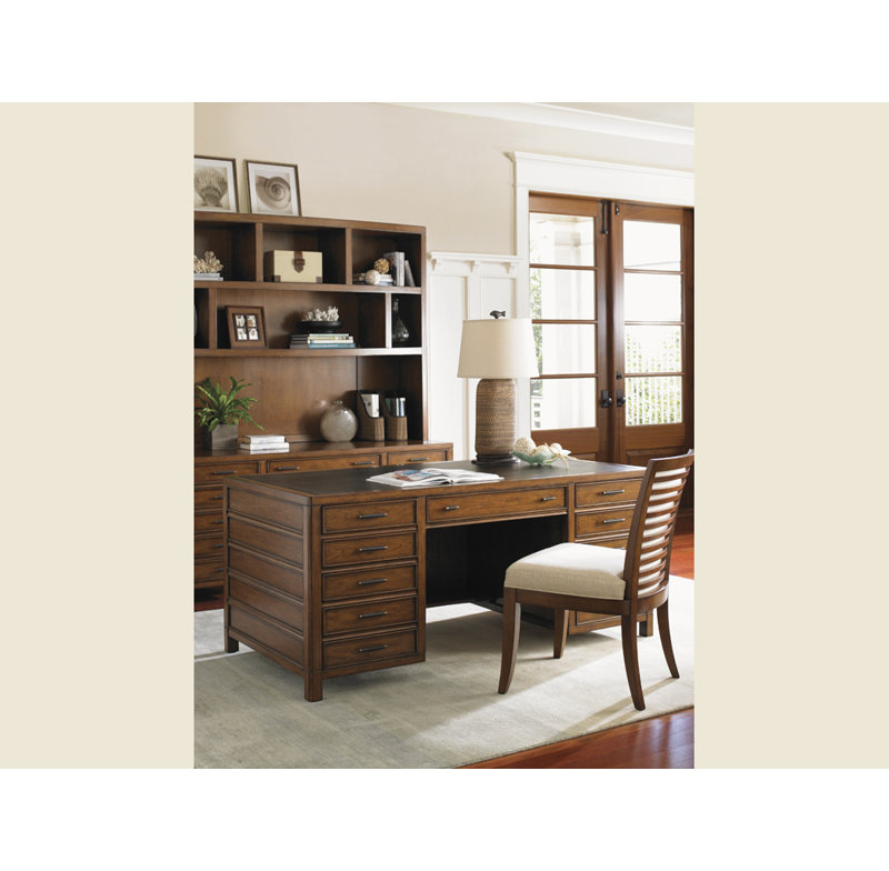 Longboat Key 68" Transitional Brown Home Office Desk with 4 Drawers