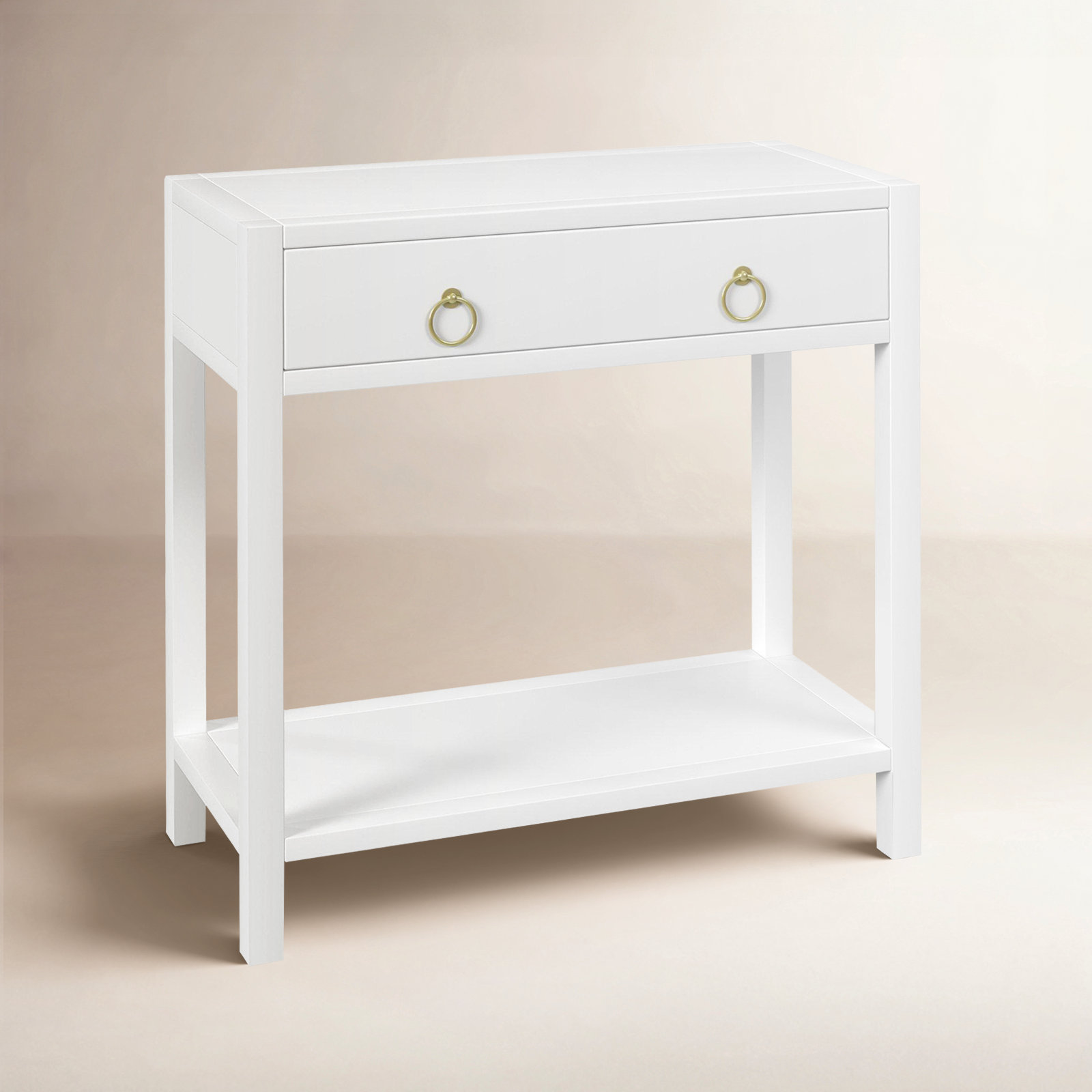 Elin 1-Drawer Pine Nightstand, White