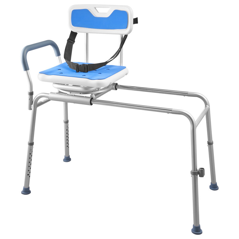 Sliding Shower Chair, 400 lbs Tub Transfer Bench for Bathtub with Swivel Seat, Padded Shower Bench with Arms and Backrest, Height Adjustable for Handicap, Adults, Seniors, Elderly and Disabled