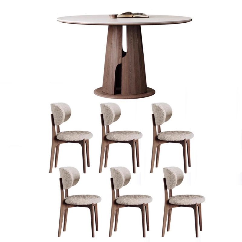 Simple Round Rock Plate Dining Table Sets., 29.53"H x 59.06"L x 59.06"W