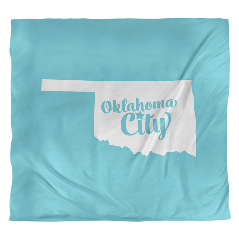 Housse de couette oklahoma city oklahoma, Housse de couette pour très grand lit, Bleu sarcelle, Microfibre
