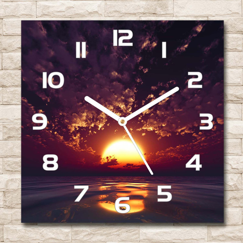 Glass Wall Clock, White/Purple/Orange
