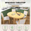Ensemble 5 pièces de table de salle à manger rétro fonctionnelle, structure en bois d'hévéa naturel, table ronde extensible et 4 chaises rembourrées pour la salle à manger et le salon-1981349034