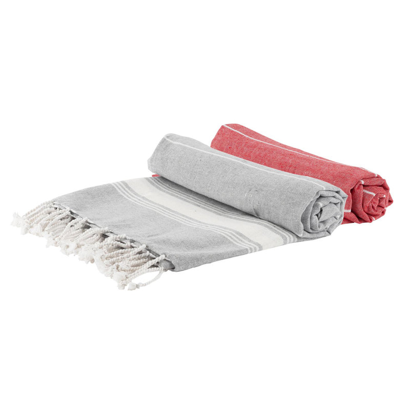 Nicola Spring - Turkish Cotton Bath Towels - 170 x 90cm, Red/Grey