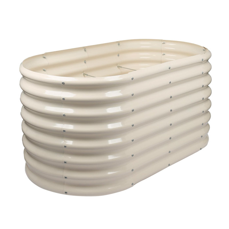 Metal Raised Garden Bed, Ivory, 60cm H x 120cm W x 23.6cm D, 1