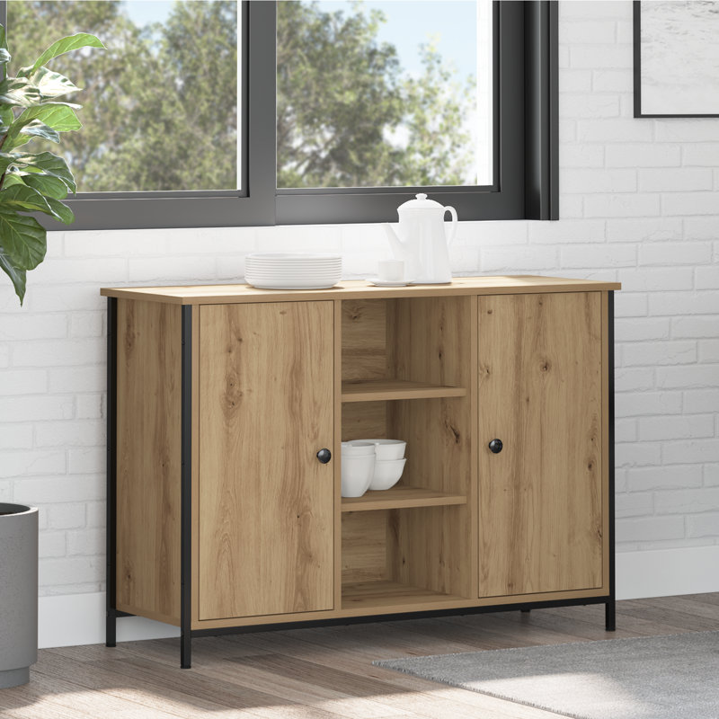 Sideboard 100X35x70 Cm Engineered Wood And Steel, Artisan Oak