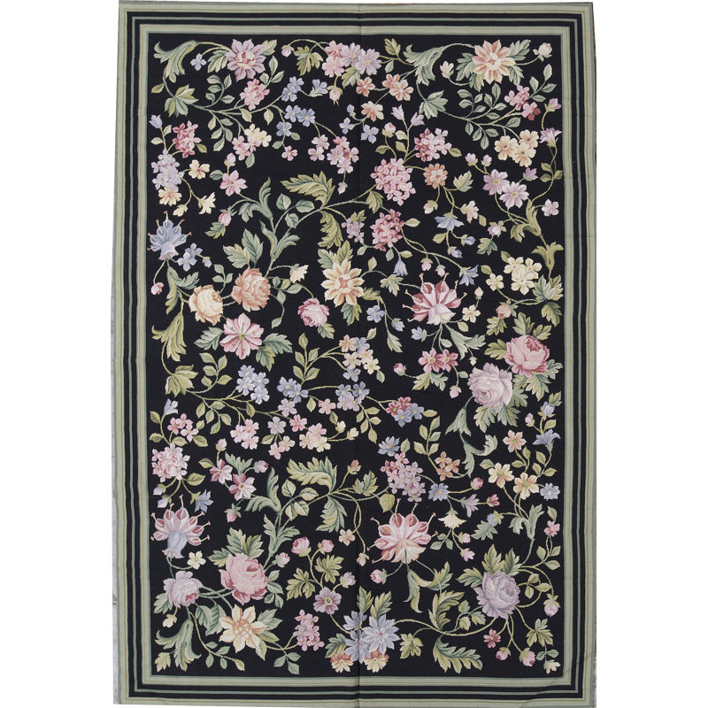 Hand-Knotted High-Quality Black Area Rug