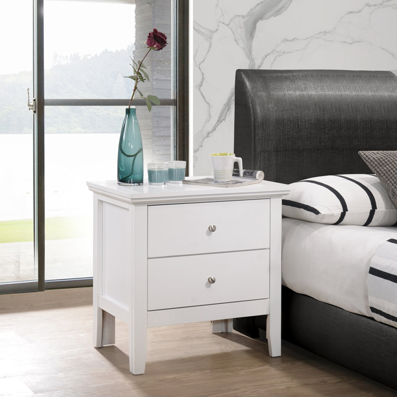 Table de chevet transitionnelle blanche élégante