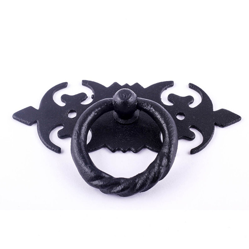 3.5" Black Wrought Iron Antique Ring Cabinet Pull