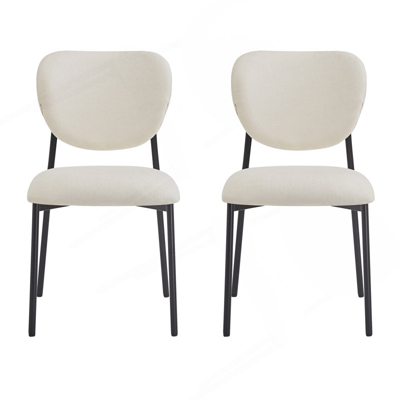 Chaises de salle à manger rembourrées avec pieds en métal (ensemble de 2), beige