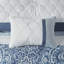 Ensemble d'édredon 8 pièces luxueux avec motif damassé bleu