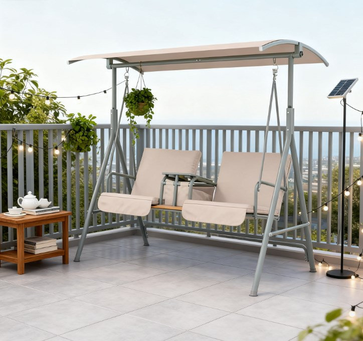 Balancelle d'extérieur pour le jardin, la piscine et la cour arrière, Beige
