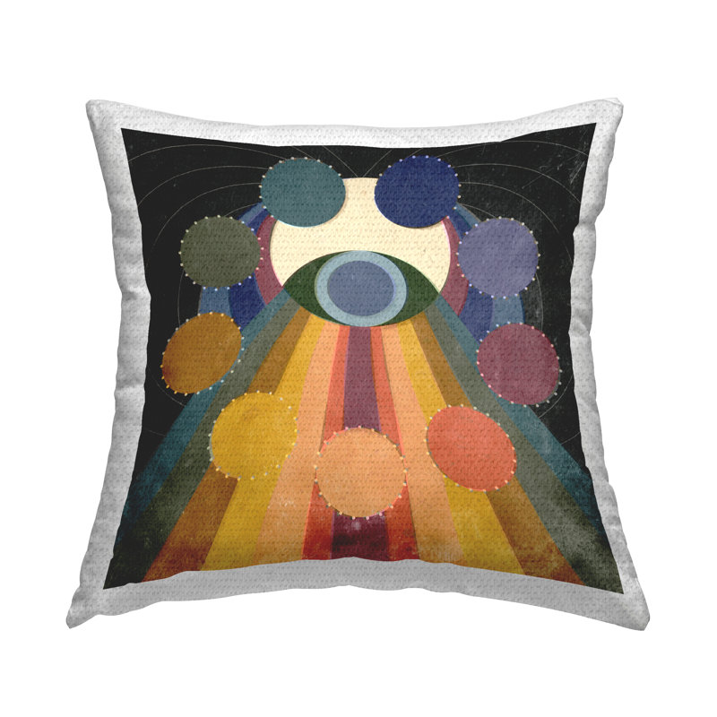 Coussin extérieur à motif de yeux et de cercles par Victoria Barnes