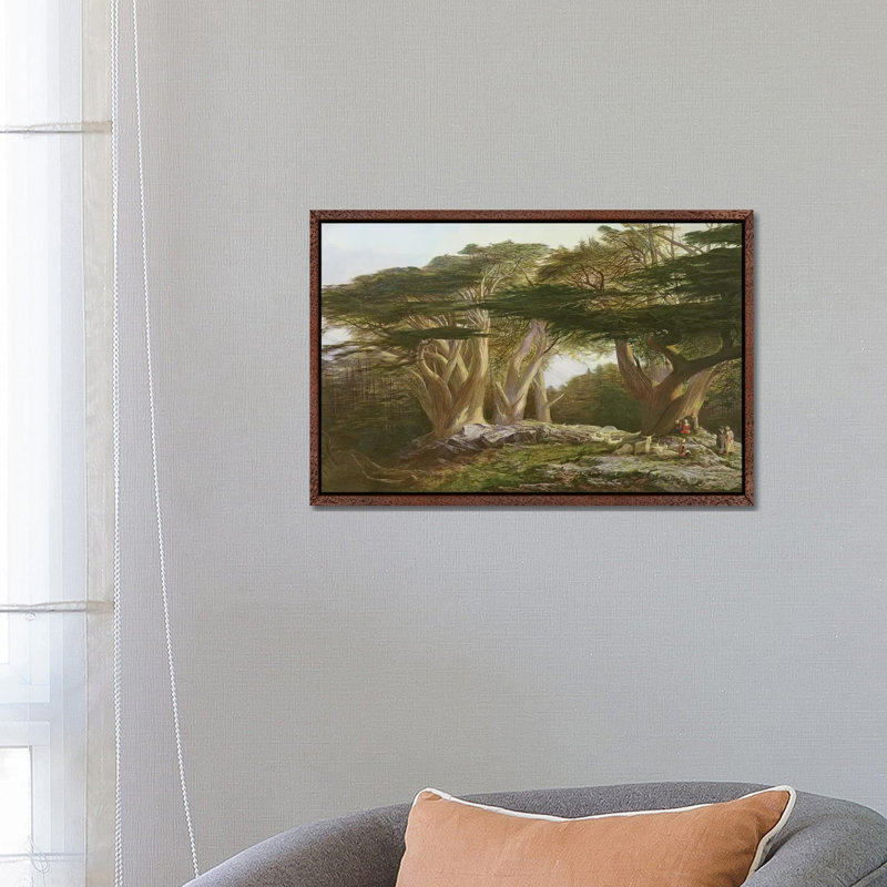 The Cedars Of Lebanon, 1861 by Edward Lear - Painting on Canvas, Classic Brown Wood Framed, 45.72cm H x 66.04cm W x 3.81cm D