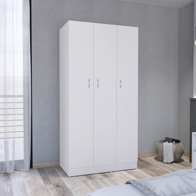 Westbury Wardrobe Armoire with 3 Doors, 2 Drawers, 4-Tier Inner Shelves -  Ebern Designs, D24F9BA471214BED94921ECBC8445AD9