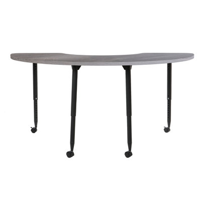 Adapte 36 x 72 Half Moon Woodgrain Activity Table with Adjustable Tapered Legs
