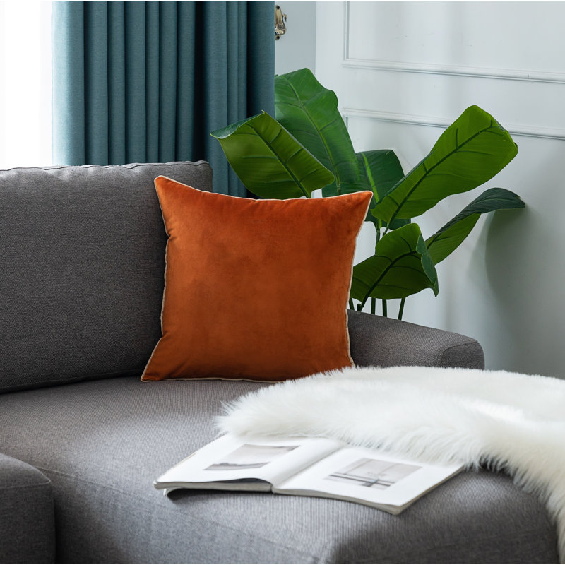 Velvet Throw Pillow Set of 2, Orange