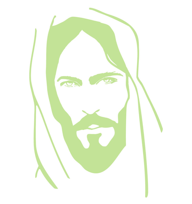 Décalcomanie murale face of jesus, H 48 po x l 33 po x P 0,01 po, Tarte à la lime