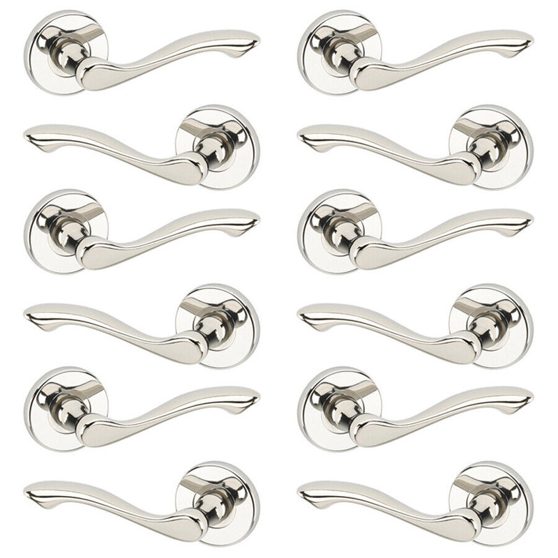 Door Handle, Polished Nickel Rose
