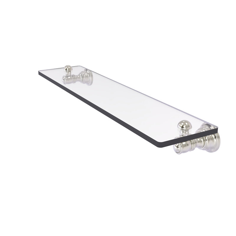 Freyja Glass Accent Shelf with Towel Bar, 2.4" H x 22" W x 5.54" D, Satin Nickel