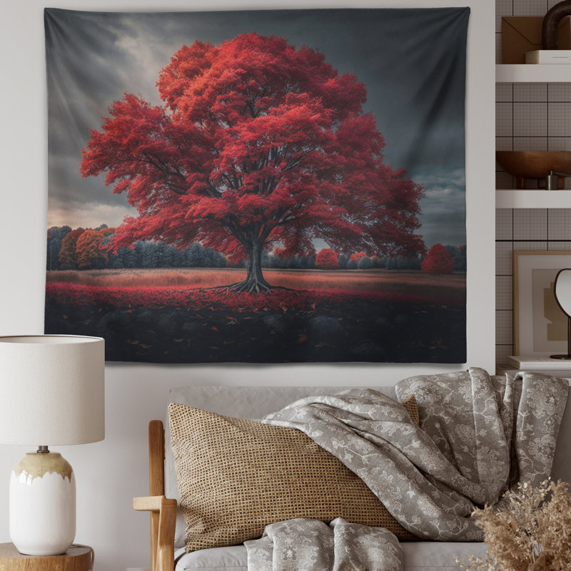 Polyester polyester solitaire arbre majestueux tapisserie forêt, H 50 po x l 60 po