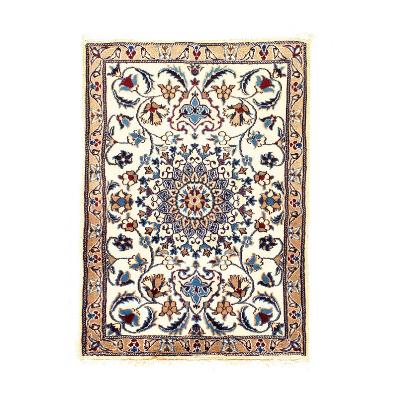 Tapis ivoire en laine et soie Ijana One-of-a-Kind