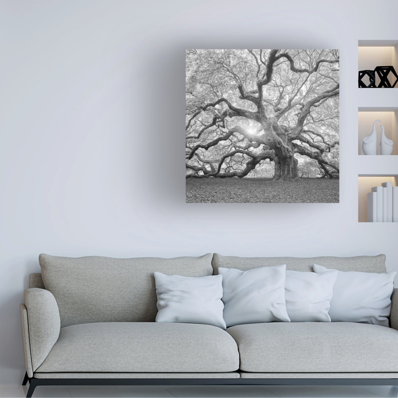 Art mural sur toile tendue - Art mural Moises Levy «The Tree Square-BW 2» pour le salon, la chambre à coucher ou le bureau - 14 x 14