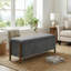  Banc de rangement rembourré 48 po avec pieds en bois massif 48 po-1883371492