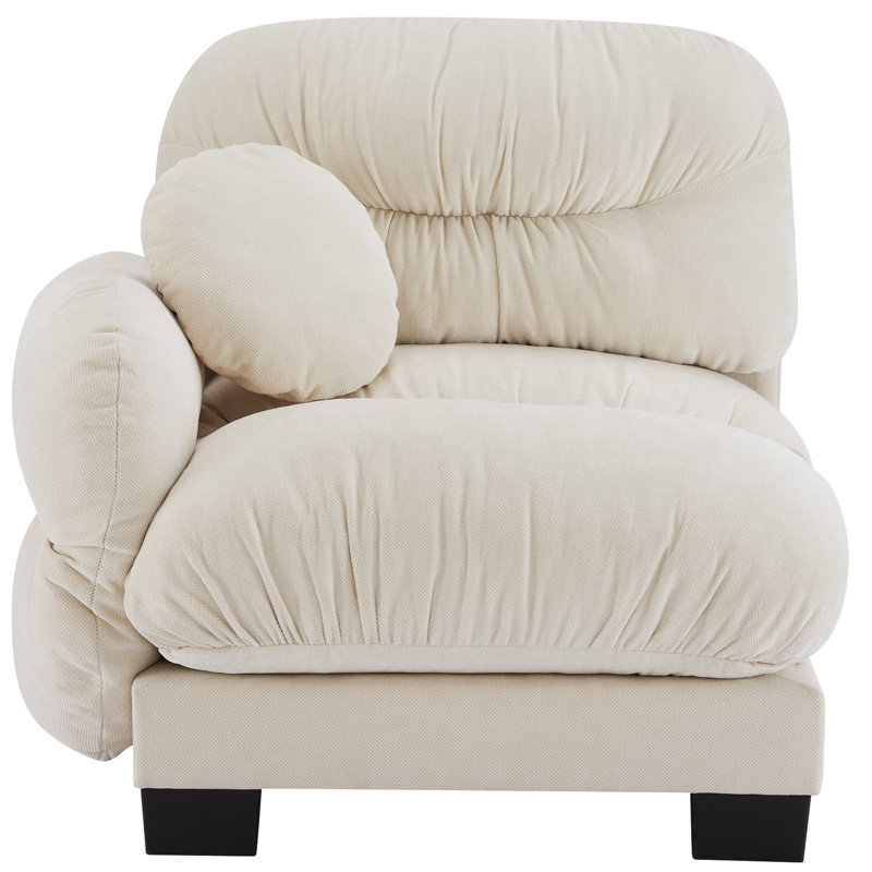 Canapé Flora Lsf Chenille - beige, Blanc, Retour à gauche