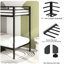 Lit simple en métal au-dessus d'un lit superposé noir - Espace, bruit, s'adapte aux matelas, installation rapide, réversible, sécurité idéale pour les petites pièces, assemblage, placement en premier, chambre à coucher