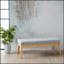 Banc de repose-pieds Mid-Century moderne avec un design capitonné et des pieds en bouleau massif, confortable et multifonctionnel-74480230