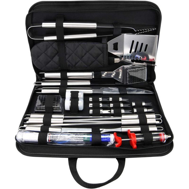 Ensemble d'outils de grillade en acier inoxydable 27 pièces