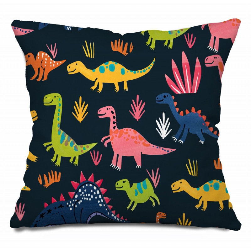 Coussin Trendy, Noir / Vert / Rose, H 16 po x l 16 po