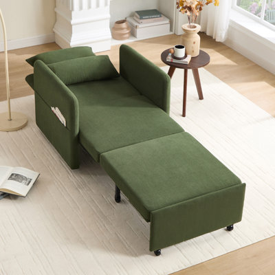 87''W 3-In-1 Convertible Sleeper Chair Bed, 3-Section Extra Length Adjustable Backrest  With 2 Cushions & Storage Bag