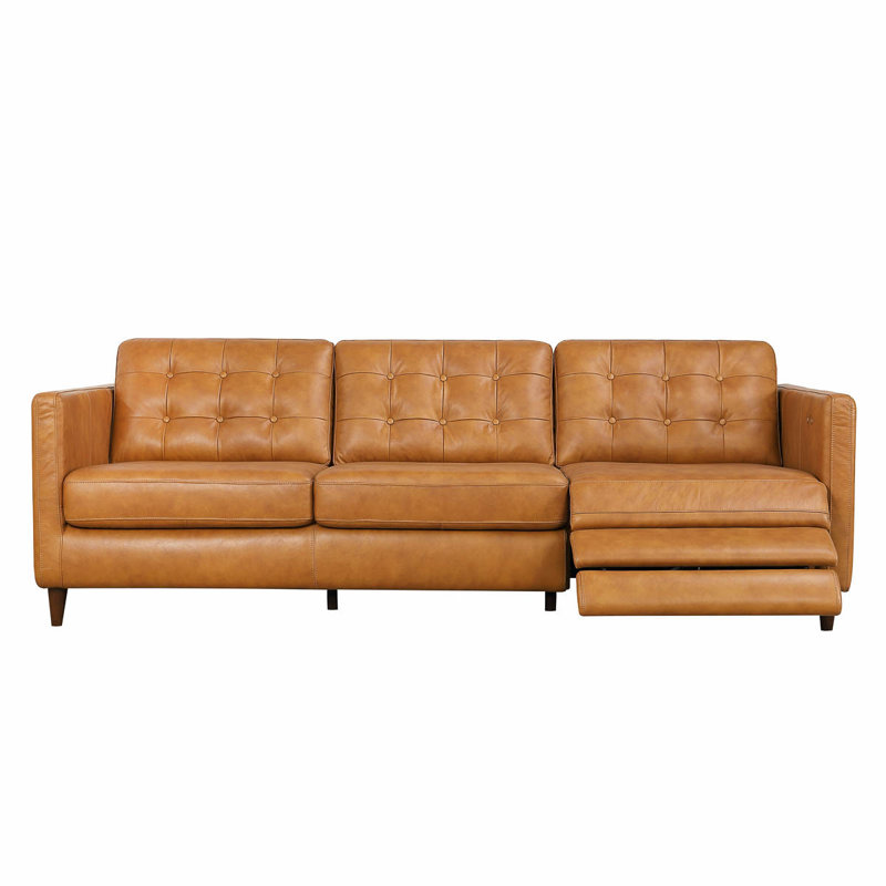 Canapé en cuir véritable inclinable électrique 93 po Stoll