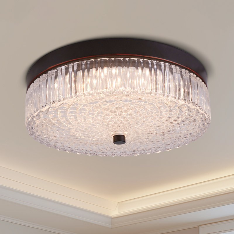 Stunning Glimmering Striped Glass Ceiling Light  11.8 Inch Elegant Modern Flush Mount Ceiling Light For Low Ceilings