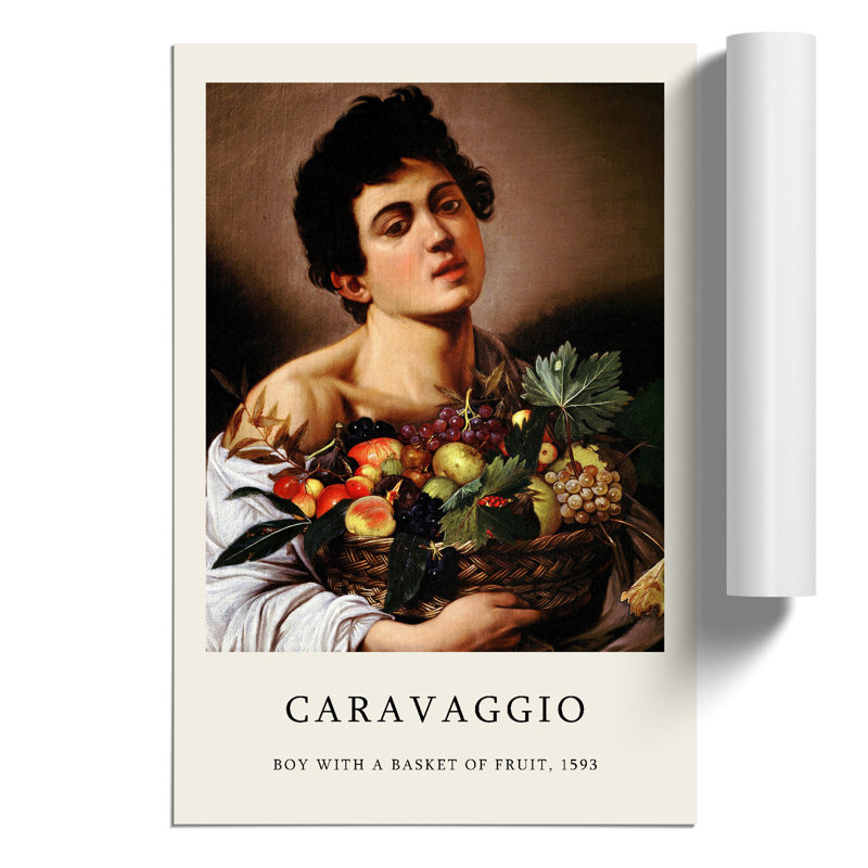 Boy With A Basket Of Fruit by Caravaggio - No Frame Painting, 59cm H x 42cm W x 0.1cm D