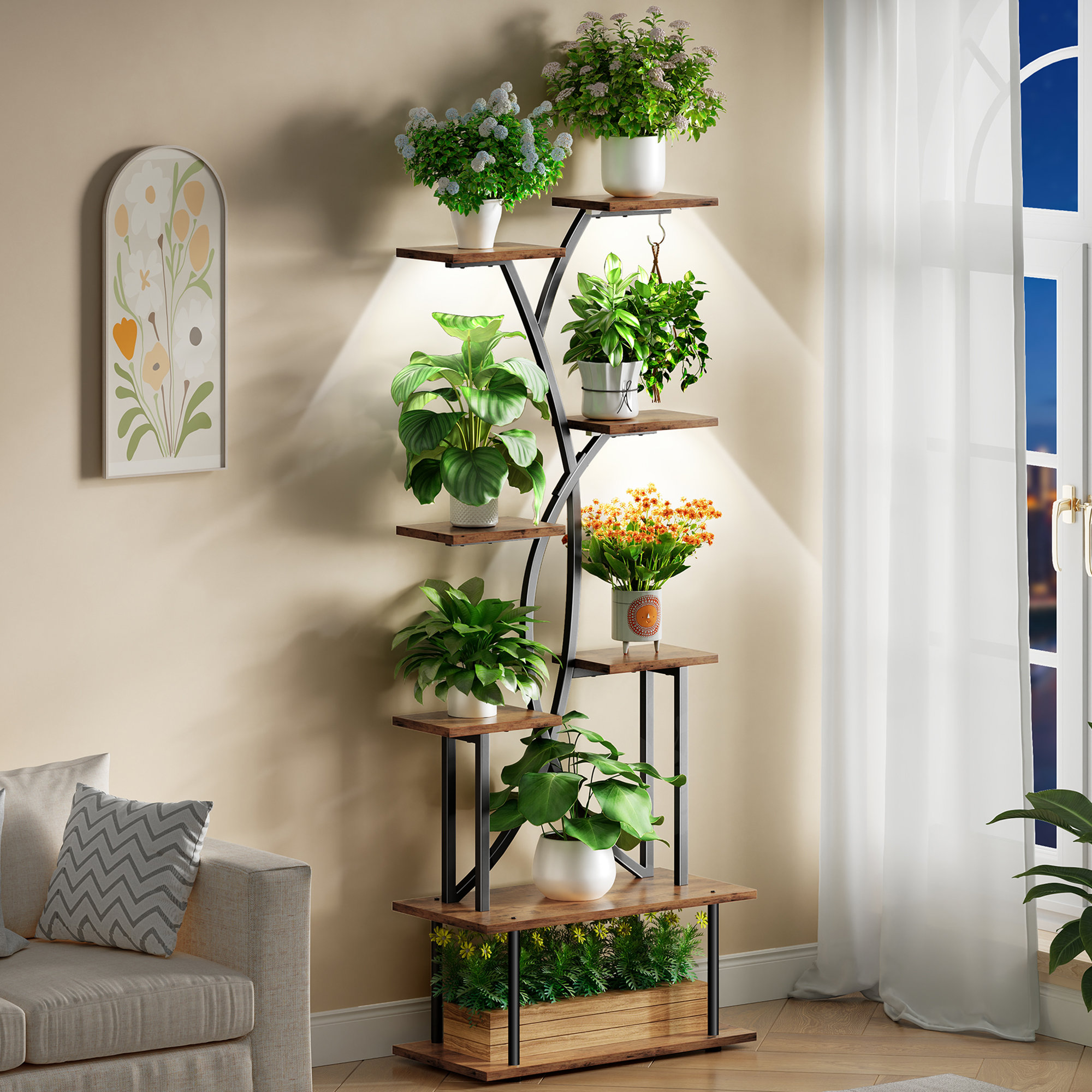 Plant Stand with Grow Lights Ebern Designs Color: White