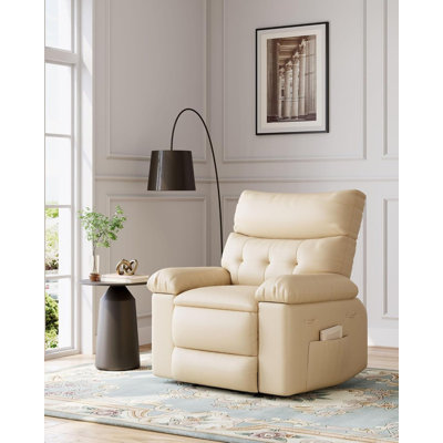Oversized Massage Recliner Chair with Heat - Manual Adjustable PU Leather Lounge Sofa for Living Room/Bedroom