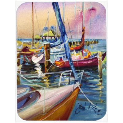 Caroline's Treasures Sailboats Glass Cutting Board