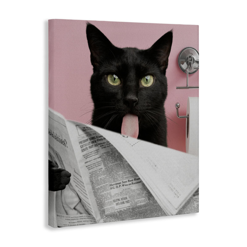 Toile humoristique pour chat noir, design par Jesse Keith, H 30 po x l 24 po