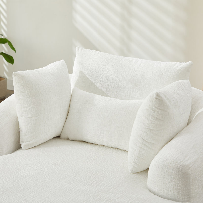 Upholstered Chaise Lounge, White